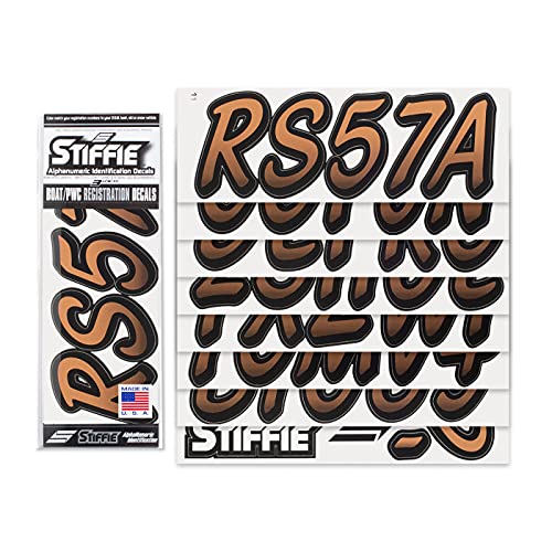 Image of STIFFIE Whipline Copper /Black 3 inch Boat & PWC Registration Decals • Numbers Letters Stickers