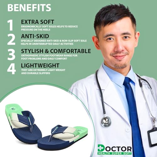 Image of DOCTOR HEALTH SUPER SOFT Men's & Boys Anti-Skid Flip Flops with Acupressure Massage Footbed | Lightweight | Soft | Doctor-Recommended Slipper for Pain Relief | All Day Wear Acupressure Doctor Slipper