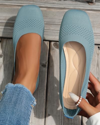 Women's Ballet Flat Shoes Knit Dress Shoes Round Toe Comfortable Casual Dressy Slip On Ballerina Flats for Women4