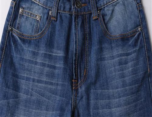 Men's Slim-fit Double-line Classic Jeans, mid-Rise Cotton French Fashion Pants.3