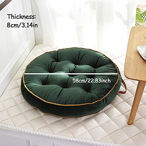2Pcs Floor Cushion Pillow Round Tufted Meditation Cushion,23 In Velvet Solid Color Seat Cushion With Handle,Tatami Floor Round Cushion,For Home Office Patio Dining Chairs,Green #TOP1