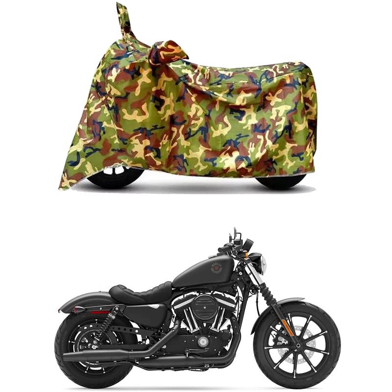 Image of Waterproof 100% PVC Coated Bike Scooty Two Wheeler Body Cover Compatible for Harley Davidson Iron 883 /UV-Rays /Heat Protection /Birds Dropping /Scratchproof /Dust Proof /All [6X6 Jungle Print]