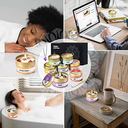 Aoovoo Meditation Candles With Crystals Inside - 7 Chakra Crystal Set Spiritual Healing For Positive Energy, Yoga, Cleansing, Relaxation, And Aromatherapy, Relaxation Gift Women Men #TOP5