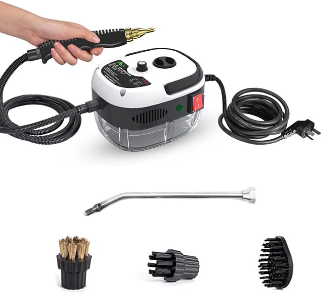 Andoer 2500W Portable Handheld Steam Cleaner High Temperature Pressurized Steam Cleaning Machine with Brush Heads for Kitchen Furniture Bathroom Car