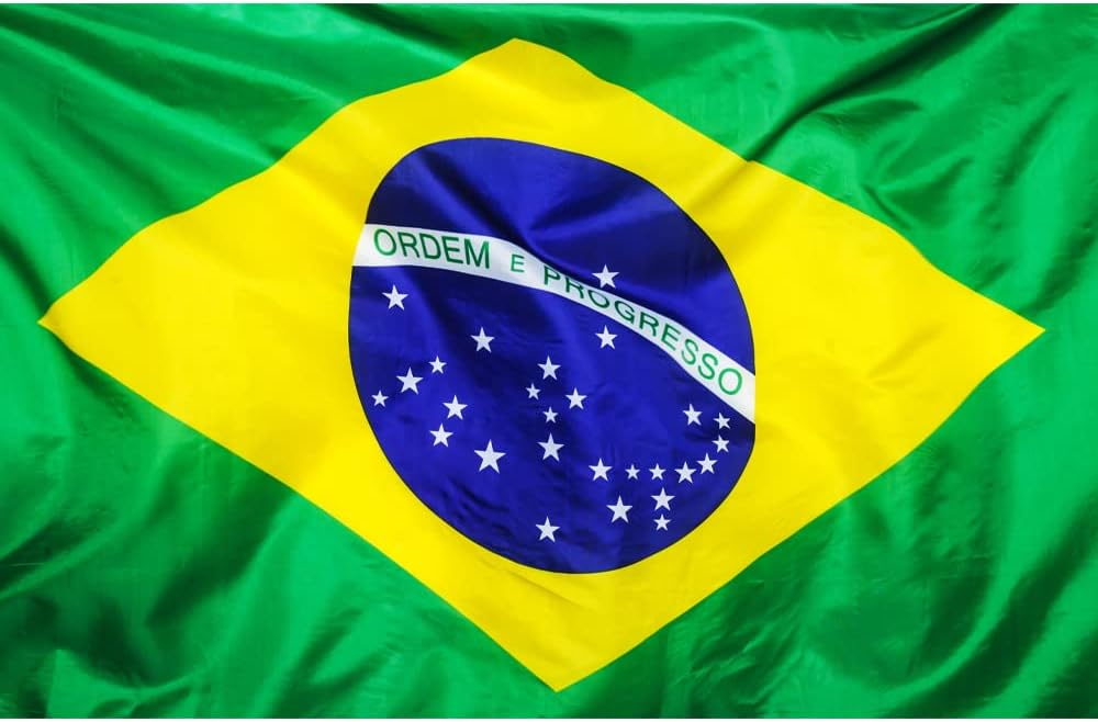 BRAZIL FLAG - Vivid Color & UV Fade Resistant, Light weight, Show support at sporting events and other celebrations, All around stitched, 100% Polyester - Size 39.3inX25.5in / 100cmX65cm