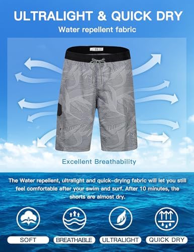 APTRO Men's Swim Trunks Quick Dry Swim Shorts Bathing Suit Board Shorts HW017 Grey L - 4