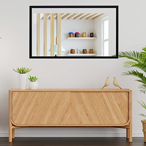 Espelho com Moldura Decorativa 48x80cm Moldura Caixa (Preta)