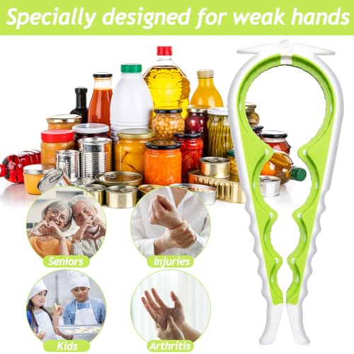Image of 4 in 1 Jar Opener Multi-Function Bottle Opener Non Slip Remover Tool for Seniors with Arthritis and Anyone with Low Strength(White Green)