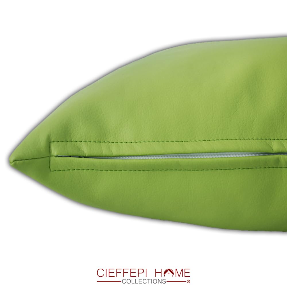Cieffepi Home Collections Federa Copricuscino Rotonda In Ecopelle - Diametro 50 Cm - Beige - Made In Italy