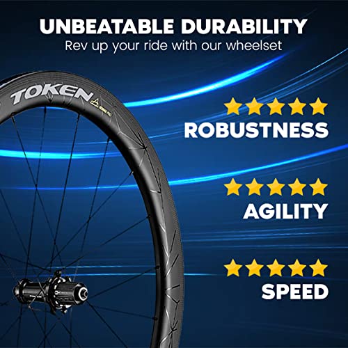 Token Konax Pro Zenith Carbon Road Wheelset | 52Mm Rim Depth | Tubeless Ready | Shimano/Sram Compatible | Lightweight 1452G | Aerodynamic Design #TOP5