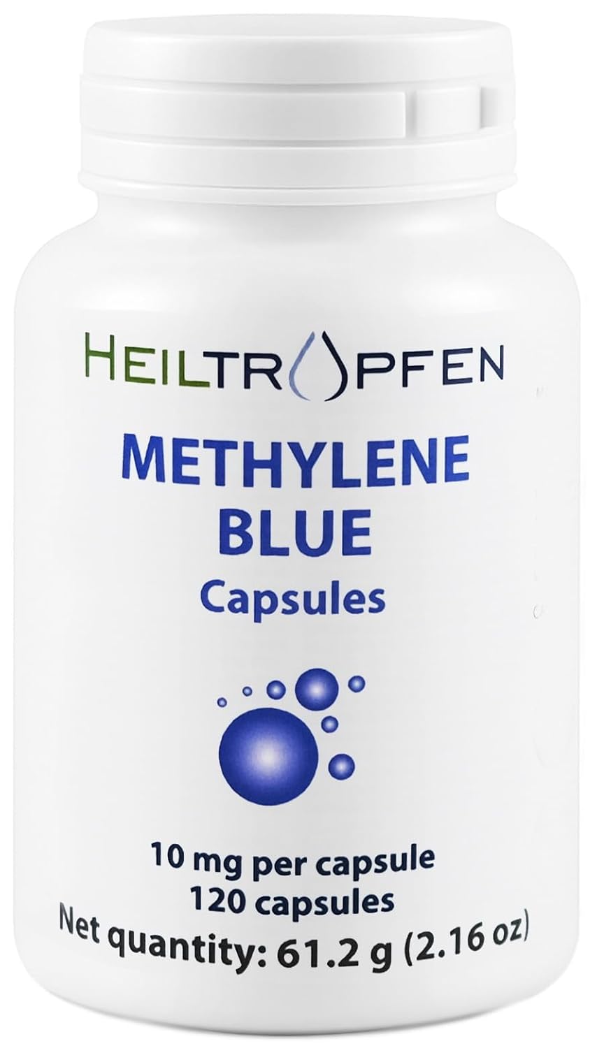 Methylene Blue Capsules | 10mg per Capsule | Ultra High Purity | USP Pharma Grade Ingredient - Third-Party Tested | 120 Veggie Capsules | Formaldehyde Free | Heiltropfen®