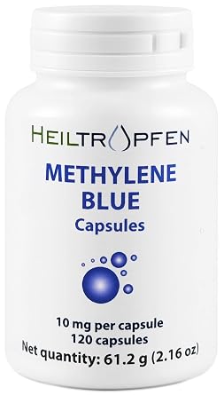 Methylene Blue Capsules | 10mg per Capsule | Ultra High Purity | USP Pharma Grade Ingredient - Third-Party Tested | 120 Veggie Capsules | Formaldehyde Free | Heiltropfen