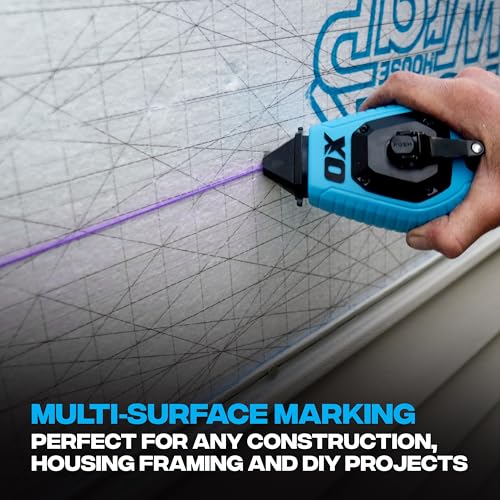 OX Pro Series Violet Chalk Line Powder 8oz Marking Chalk Refill - Dust-Off Zero Permanence Line Marking Powder Refill with High Flow Nozzle and Leak-Proof Cap Weather Resistant Construction OX-P630801
