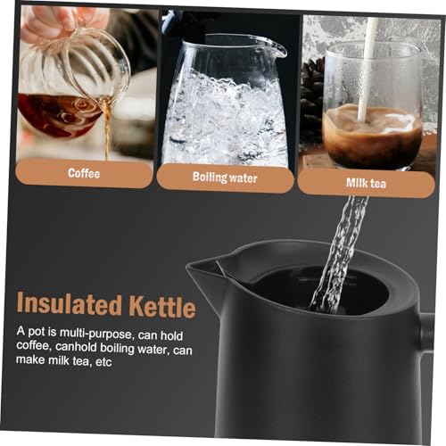 Jarra de café aislada de 1l con interior de vidrio y mango de madera negro 8