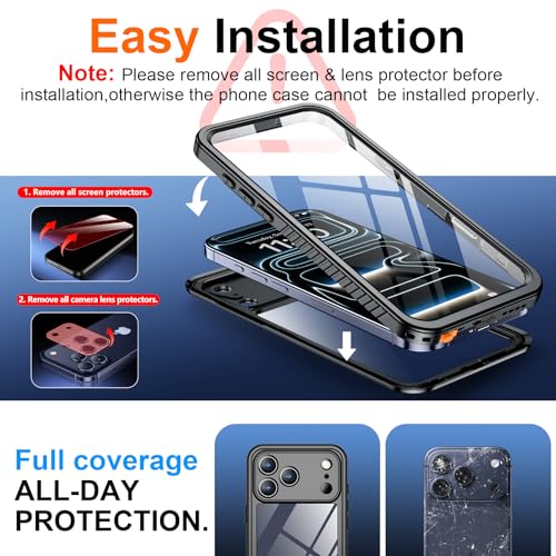 Coque étanche iPhone 17 Pro robuste antichoc protecteur écran intégré noir - 6