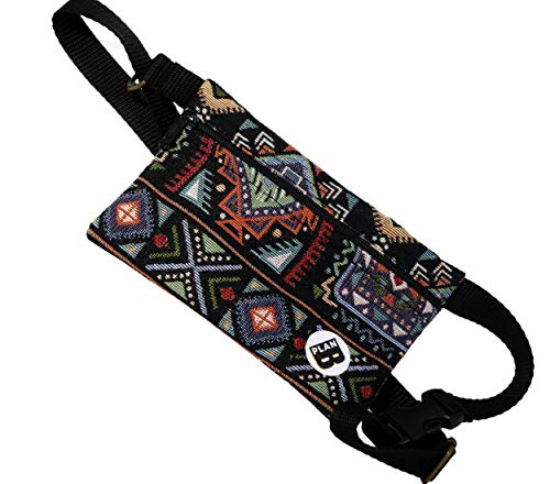 Plan B, Sac Banane, Modèle Mini 07, Dim. 19 x 10 cm, Ceinture Réglable 70-100 cm, Formes Géométriques, Taille XS, Unisexe, en Tissu (Terre)