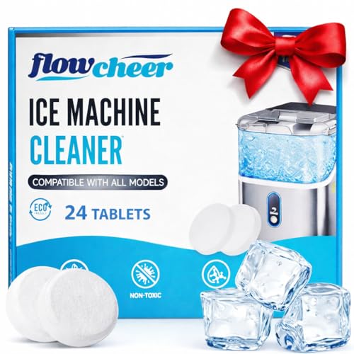flowcheer Ice Maker Cleaner Tablets, Cleaning and Descaler for Countertop and Home Ice Machines, 24 Count for 1 Year, Suitable for Most Surfaces
