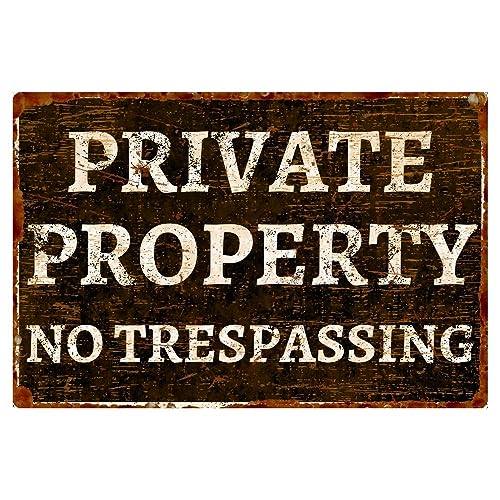Vintage Style Private Property Aluminum Sign, Antique Look No Trespassing Metal Sign, Retro Design Property Boundary Marker - 8'x12'