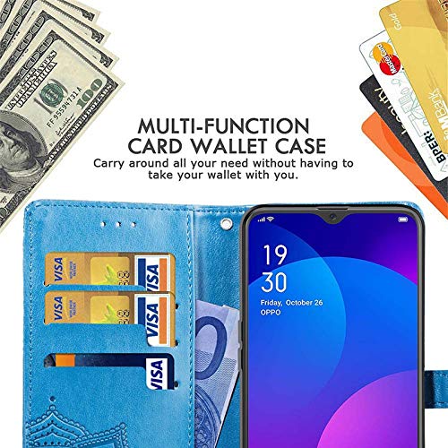 Image of ClickCase Queen Series for iPhone 15 Plus Leather Flower Embossing Wallet Flip case Magnetic Closure Flip Cover for iPhone 15 Plus (Sky Blue)