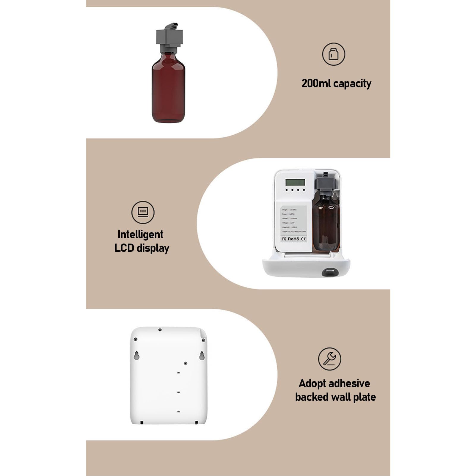 Hztyyier Máquina de Aromaterapia Inteligente de 200 Ml de Difusor de Aceite con Temporizador de Control de Aplicaciones y Autos para el Hogar Hotel Baño de Estar de la Oficina del Hotel