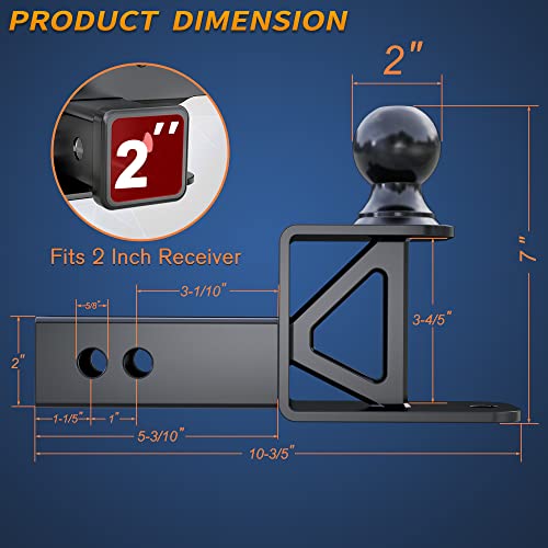 Locame 3-In-1 Atv/Utv Tralier Hitch Mount, Fits 2-Inch Receiver, 2-Inch Ball Hitch Adapter, 5000 Lbs Gtw-Multi Hitch, Black, Lc0051 #TOP2
