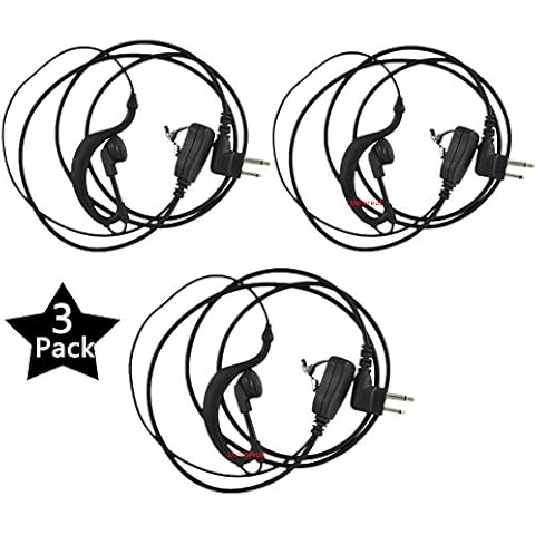 2 Pin G Shaped Police Earpiece Headset PTT with Mic Compatible for Motorola 2 Way Radio CP040 CP200 XTNi DTR VL50 Walkie Talkie Earphone, Pack of 3 Cover