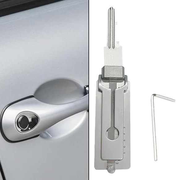 2 in 1 Master Key Decoder Stainless Steel Key Decoder Lock Picking Tool Keys Reader (SS002pro, Wrench Included)
