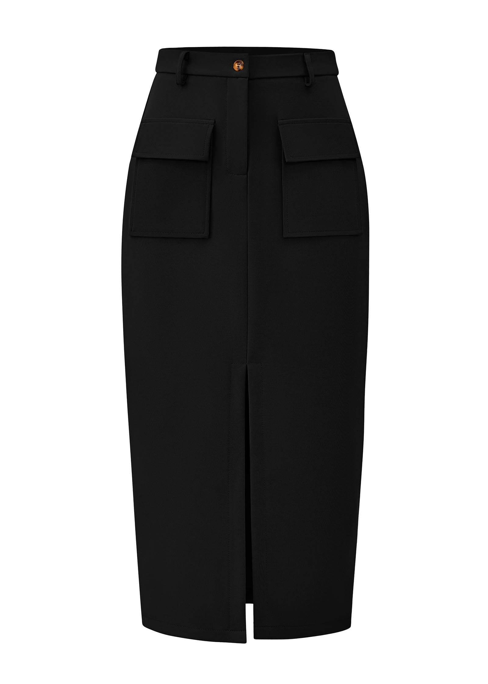KIRUNDOMidi Skirts for Women Fall High Waisted Cargo Trendy Pencil Slit  Dressy Casual Business Work Long Skirts