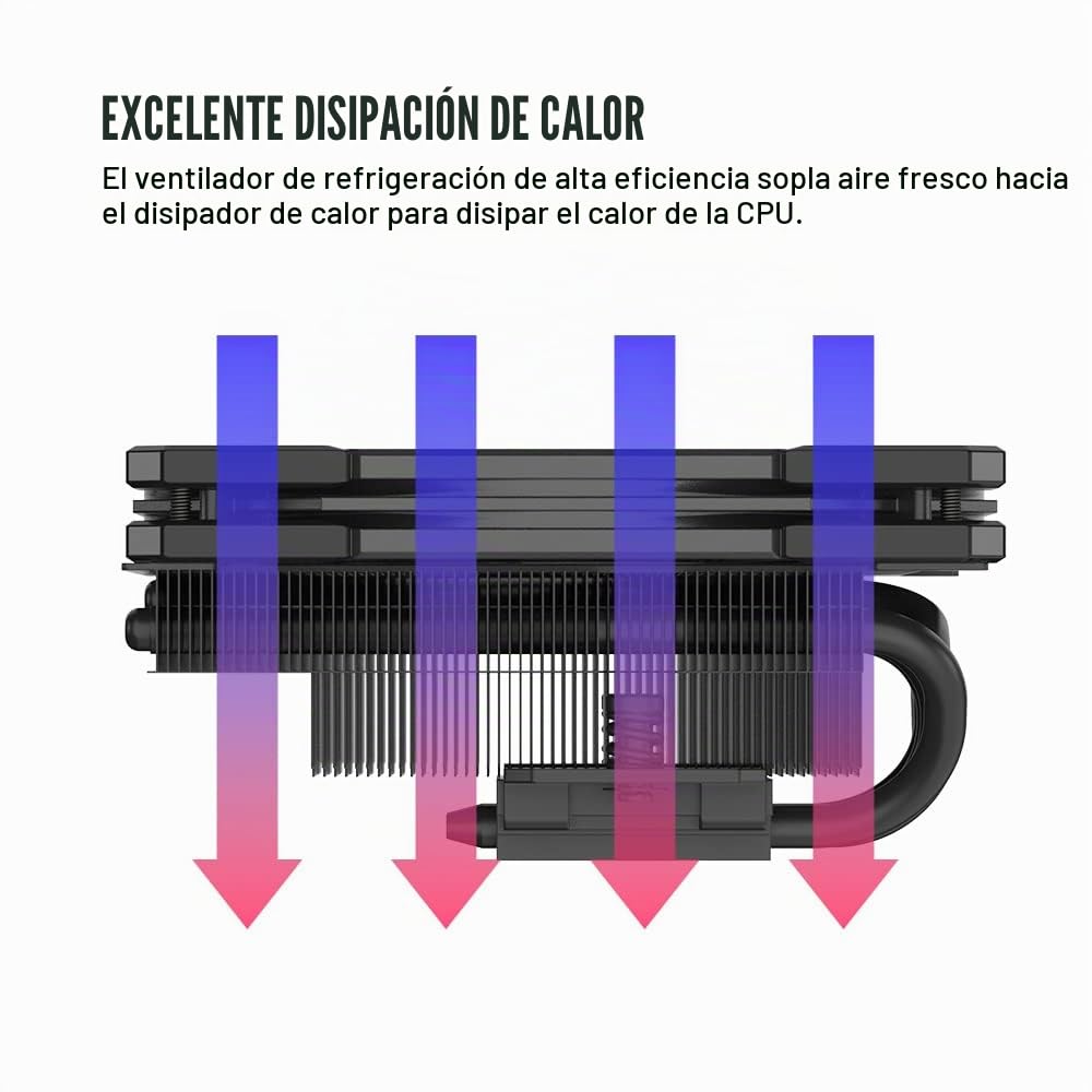 ID-COOLING IS-55 Negro 57mm Low Profile CPU enfriador, 5 Heatpipes | Ventilador delgado de 120 × 120 × 15 mm, admite Intel LGA1851/1700/1200/115X y AMD AM4/AM5 para estructuras compactas.