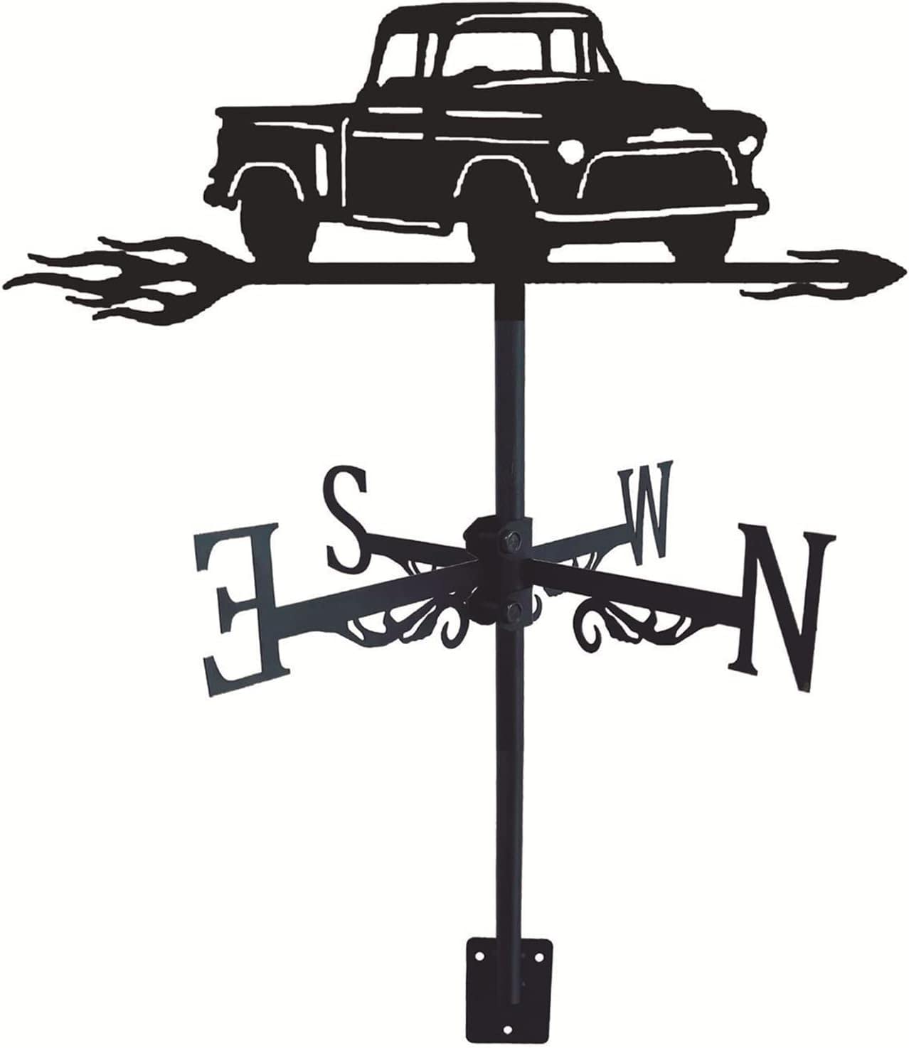 Klonwg Pickup Trucks Weather Vane Weathercock Metal Weathervane Retro Mini Weather Vanes With Anemometer For Wind Direction Indicator