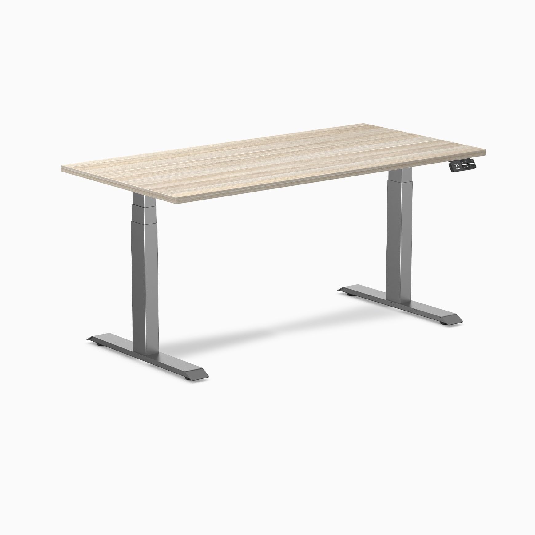 Desky Dual Laminate Sit Stand Desk Classic Oak 59.1" Space Gray
