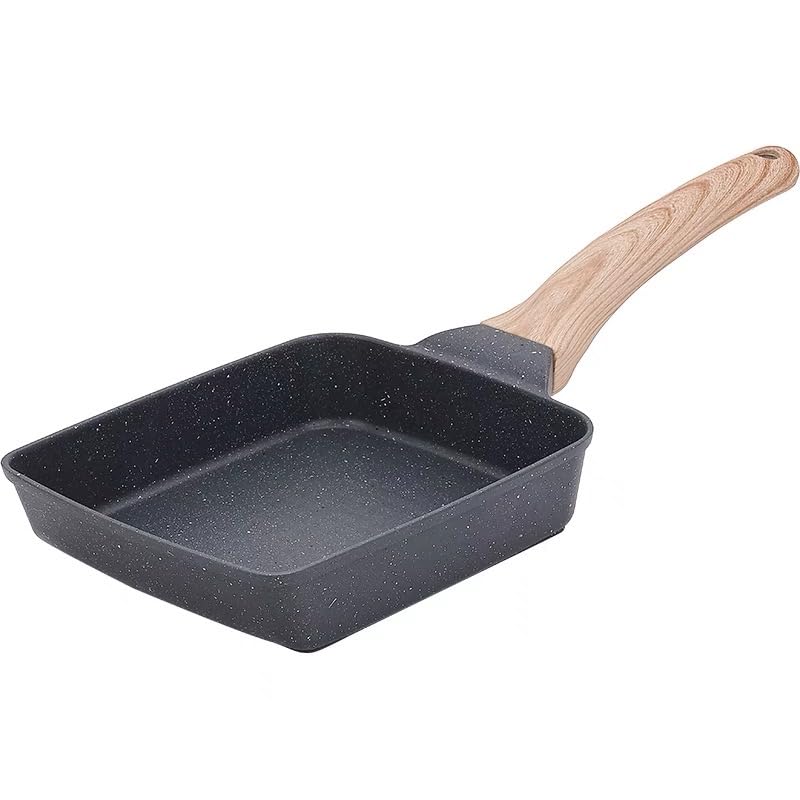 卵焼き フライパン IH・ガス 対応 卵焼き器 マーブルコート こびりつきにくい くっつくことがなく 手入れ簡単 焦げ付きにくい 調理器具 お手入れ簡単 軽量 (ブラック)