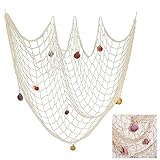 Handgefertigt: Die dekorativen Fischernetze sind aus hochwertiger Baumwolle, sorgfältig von Hand gefertigt und mit natürlichen Muscheln verziert. Muscheln machen dieses Fischernetz schöner und bunter. Das Netz ist langlebig und nicht leicht zu beschädigen.