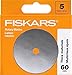 Fiskars 193730-1004 Straight Rotary Replacement Blades, 60mm, 5 Pack , Silver