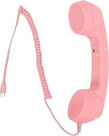 GOWENIC Aparelho Telefônico Retro Tipo C de Chamada Clara para Videoconferências Móveis, Chamadas, Reuniões, Plug and Play para Trabalho Em Home Office Material ABS (Rosa)