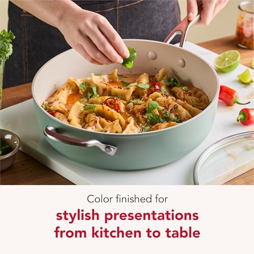 Image of KitchenAid Hard Anodized Non Stick Ceramic Frying Pan 5-Qt, Cardamom