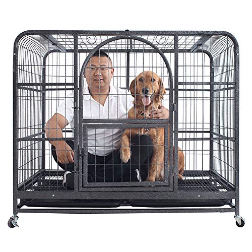 Jaula de acero para mascotas con bandeja extraíble y diseño de tragaluz para uso en interiores y exteriores en jardines y patios