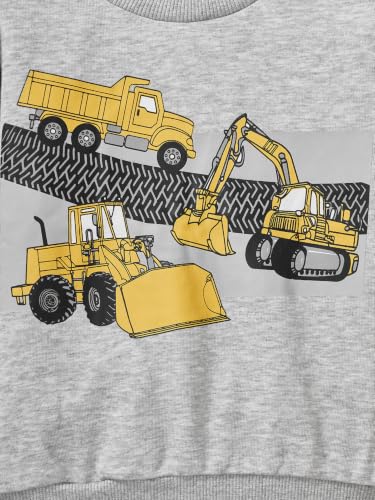 Image of Akyzic Toddler Boys Sweatshirts Cotton Crewneck Truck Shirt Dinosaur Long Sleeve Pullover Tops Tees 2-8T