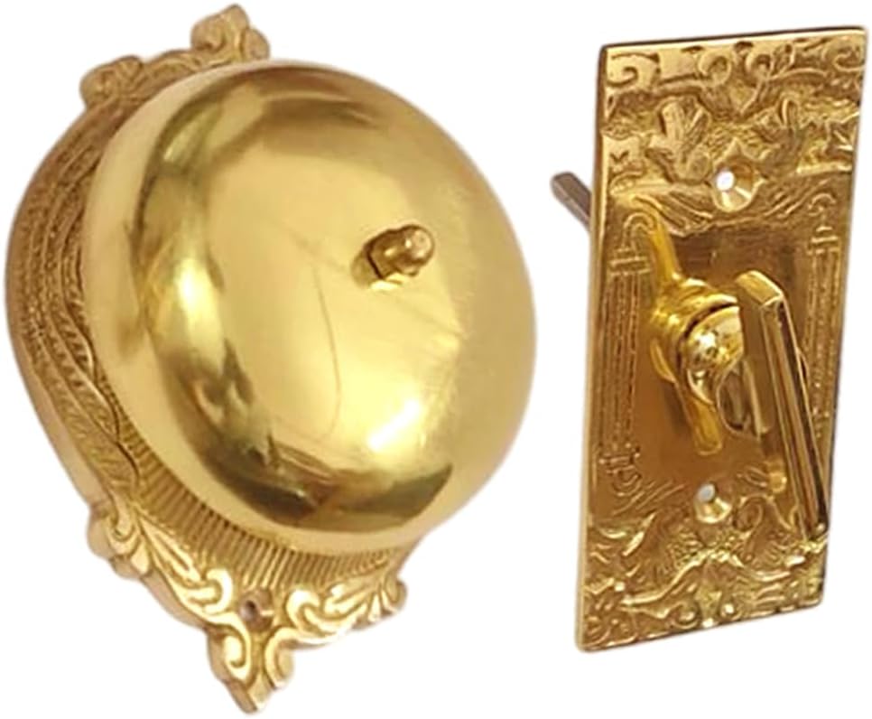 "Irice" Brass Manual Old Fashioned Door Bell – Vintage Twist Bell – Mechanical Turn Door Bell for Home – (Pack of 1 Polished Lacquered Finish)