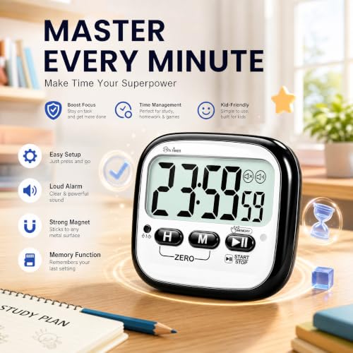 AyayaBoss 2-Pack Magnetic Kitchen Timers for Cooking, Digital Stop Watch Countdown Timer for Kids, Teachers, Classroom, Office, Exercise - Battery Included - Image 3