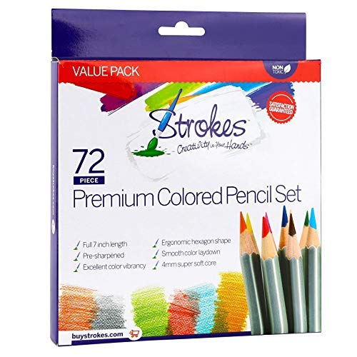 Colored Pencils Set of 72 for Coloring Drawing, Sketching, and Shading