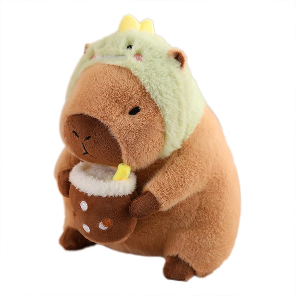 Capybara Plush Toy Soft Stuffed Animal Pillow, Cute Capybara Plushie for Kids, Boys & Girls, Birthday Gift & Room Decor for Children 9"(Dinosaur)
