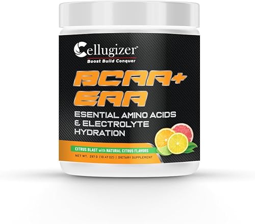 BCAA + EAA + electrolitos  Nuevo y mejorado  0.25 oz de EAA, 0.18 oz de BCAA, matriz de hidratación  Recuperación muscular, fuerza  Sabor cítrico