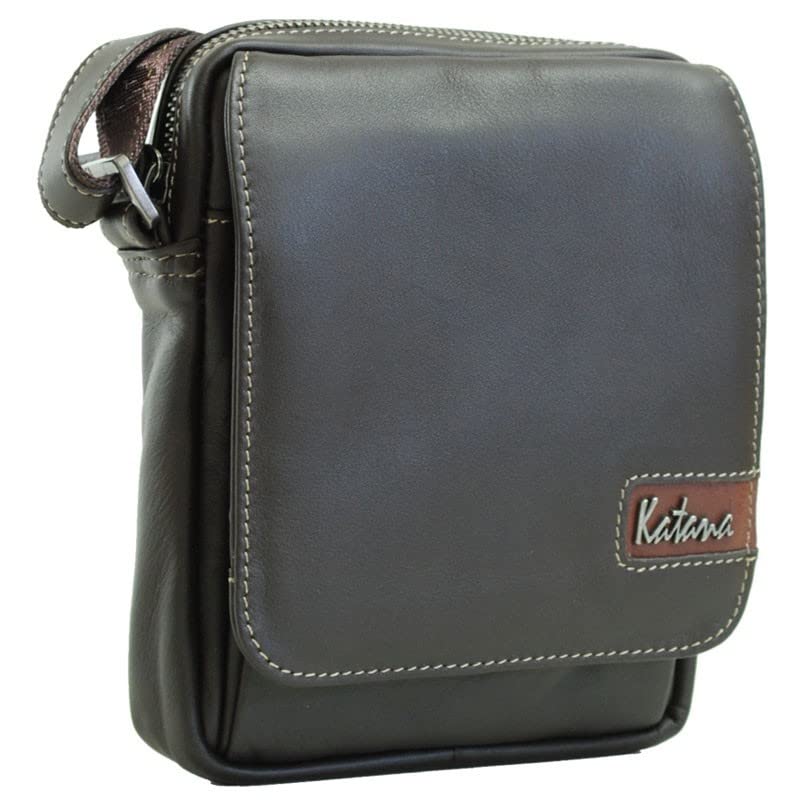 Katana - Sacoche homme en cuir - chocolat - 15 x 17.5 x 4.5 cm - Marron