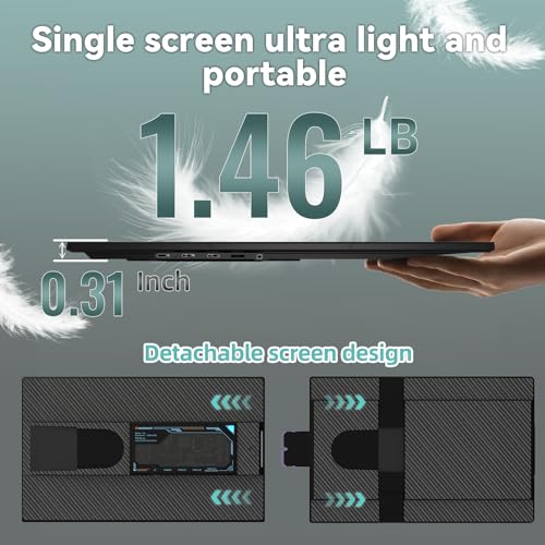 Image of Laptop Screen Extender Monitor - Dual 16 inch Portable FHD 1200P IPS Extended Monitors for 13.3 inch-17 inch Laptops Type-C /HDMI /USB-A Compatible with Windows Mac Travel Work