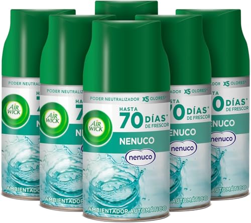 Air Wick Freshmatic - Pack de 6 Recambios de Ambientador Spray Automático, Esencia para Casa con Aroma a Nenuco