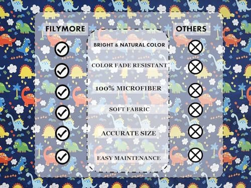 Image of Filymore Danasour Bedsheet Made with Microfiber Wrinkle Free Soft Hypoallergenic | Floral Printed Double Bed Queen /King Size for Kids (90x90 Inches /Boys Girls Room)(Blue)