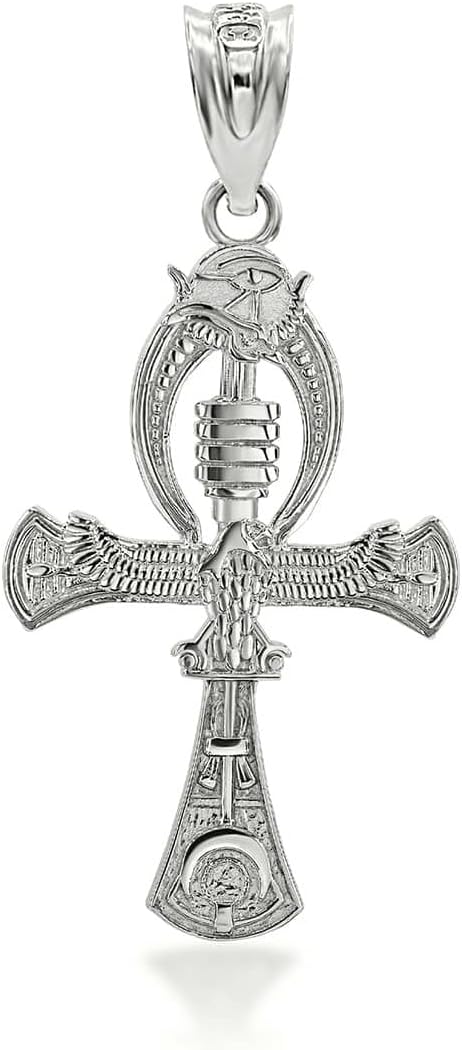 Claddagh Gold Egyptian Ankh Cross Eagle Eye of Horus pendant 925 Sterling Silver Parent