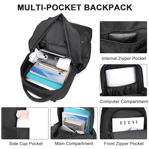 seyfocnia Gym Backpack for Men, Waterproof Sports Backpacks With Shoe Compartment Lightweight Workout Trainning Back Pack Casual Travel Daypack-Black - Image 5