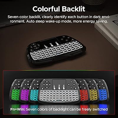 A3 Mini Keyboard with Touchpad -2.4GHz & Bluetooth Dual-Mode, 7-Clolor Backlit, Rechargeable, Handheld Keyboard & Mouse Combo for Smart TV/PC/Android TV/PS4/MacOS/Tablet